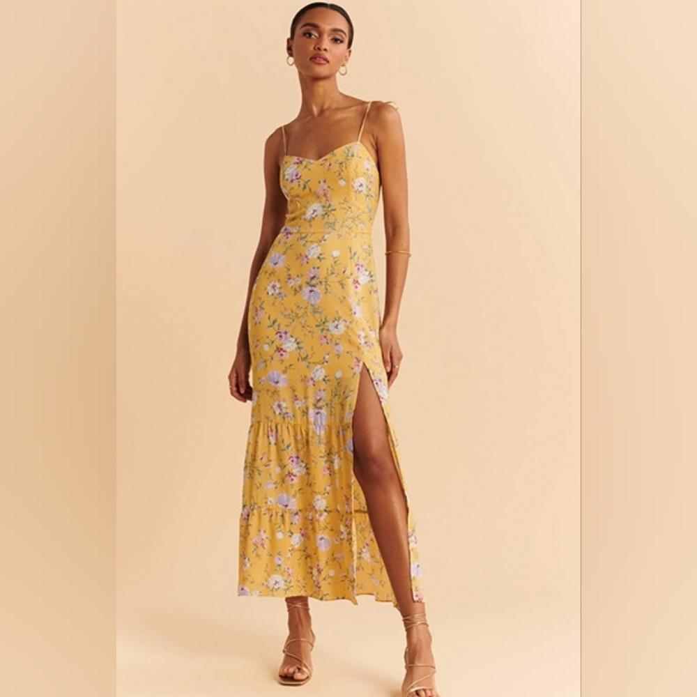 A&F  S Floral Tie Strap Maxi Dress
